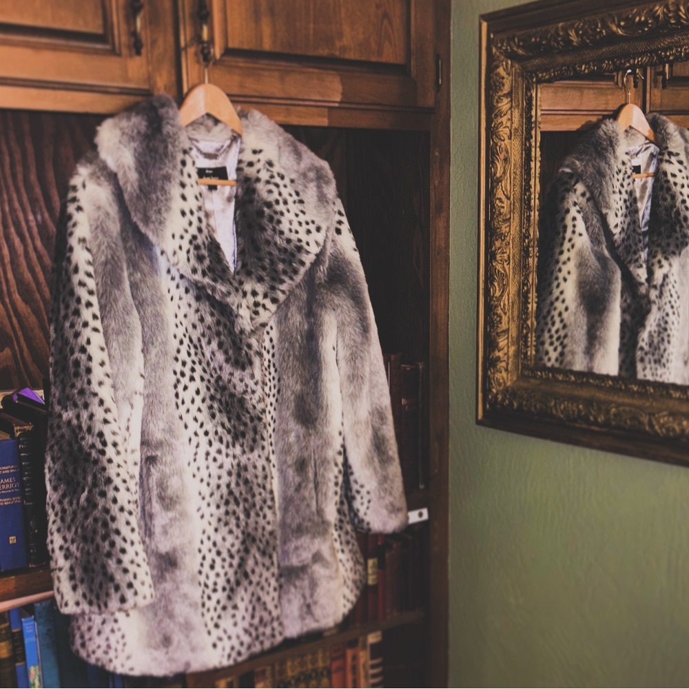 Dennis Basso Black and White Faux Fur Teddy Jacket